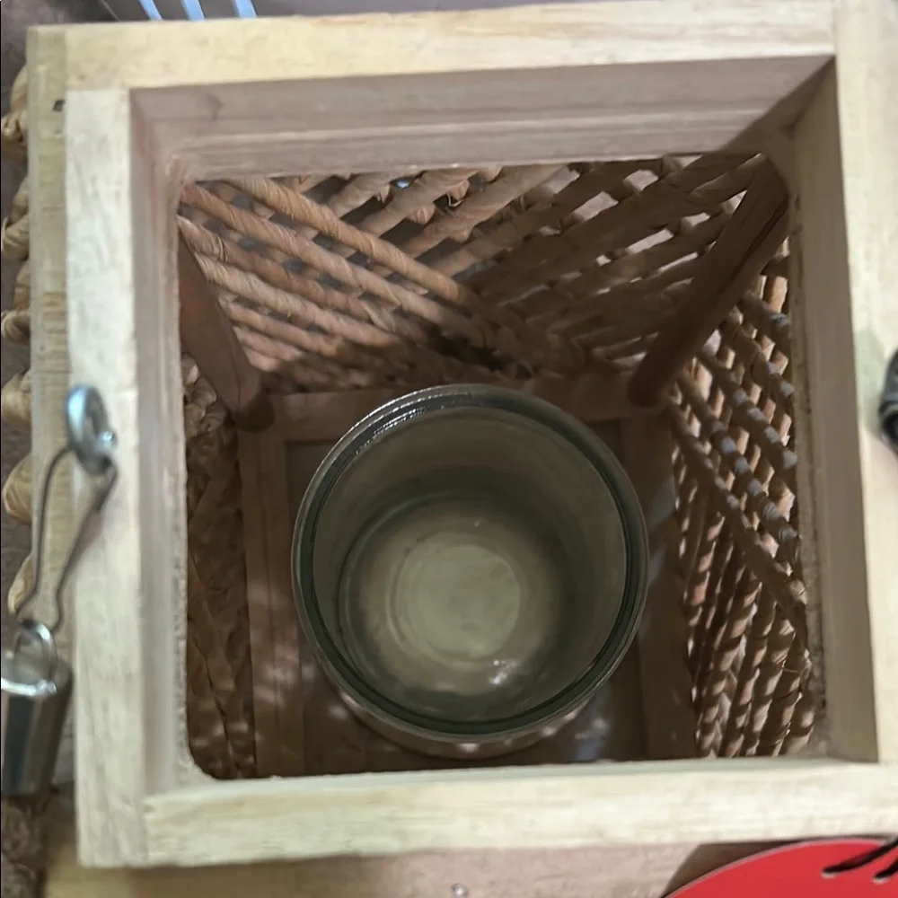 Opalhouse Tan and Brown Lantern with Intricate Weave